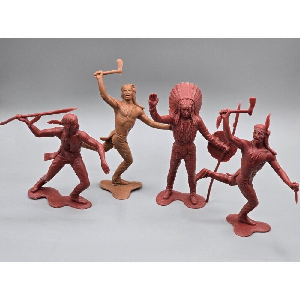 Vintage Marx Native American‎ Indian Figures 6" 1964 LOT OF 4